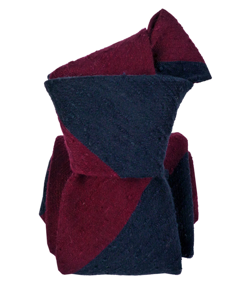 THE SHANTUNG SILK TIE - BURGUNDY & NAVY