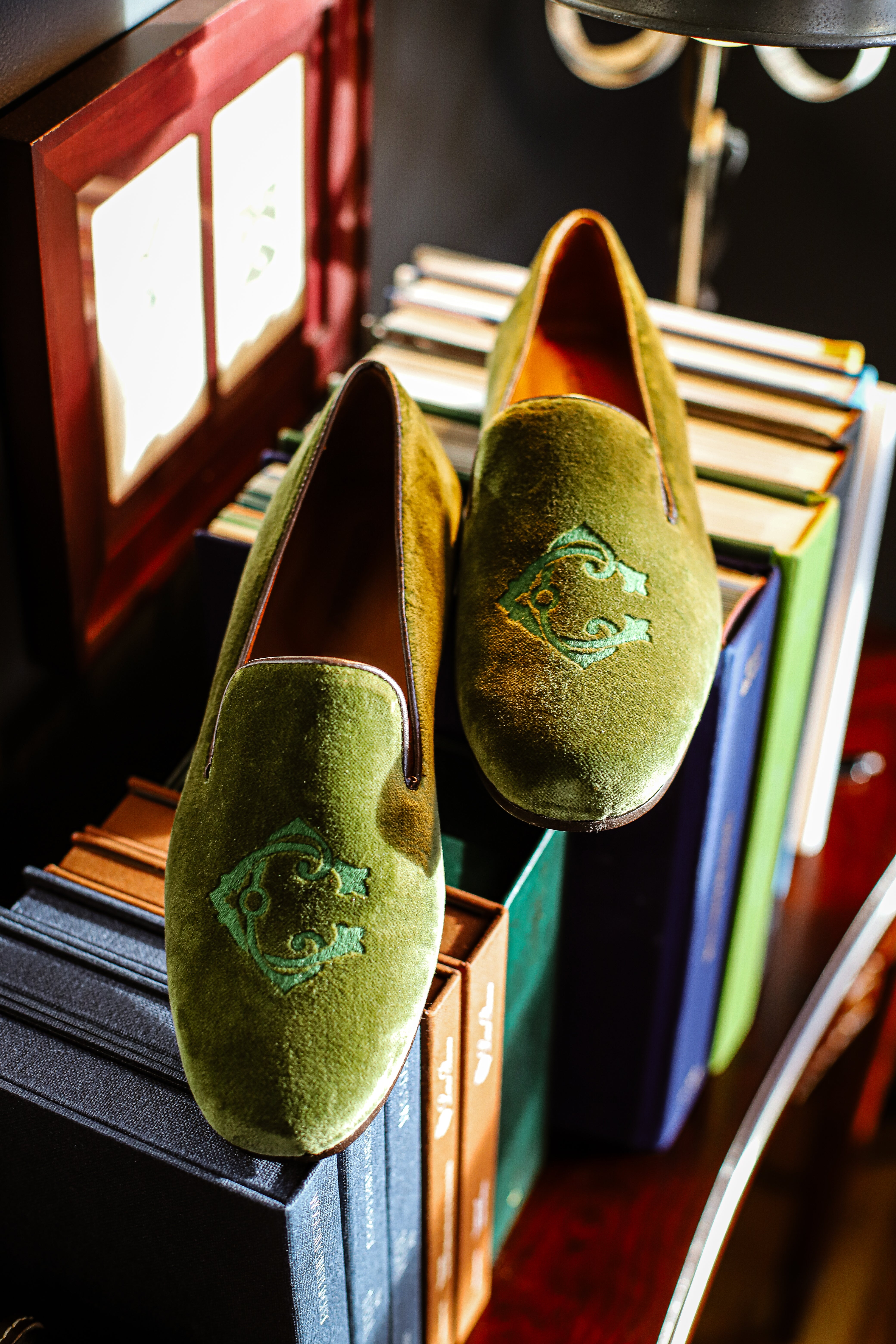 CC Olive Velvet Slipper