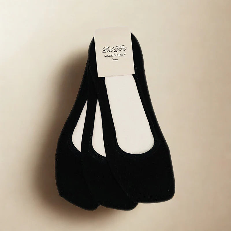 Del Toro Set of 3 Athletic No Show Loafer Socks - Black