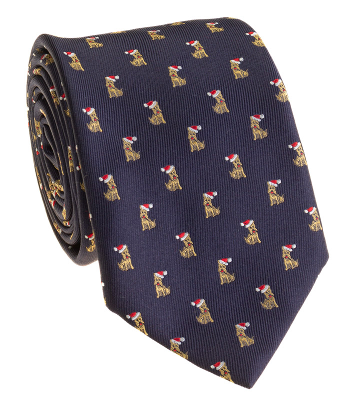 Special Edition Tie — Navy Silk - Holiday Pup