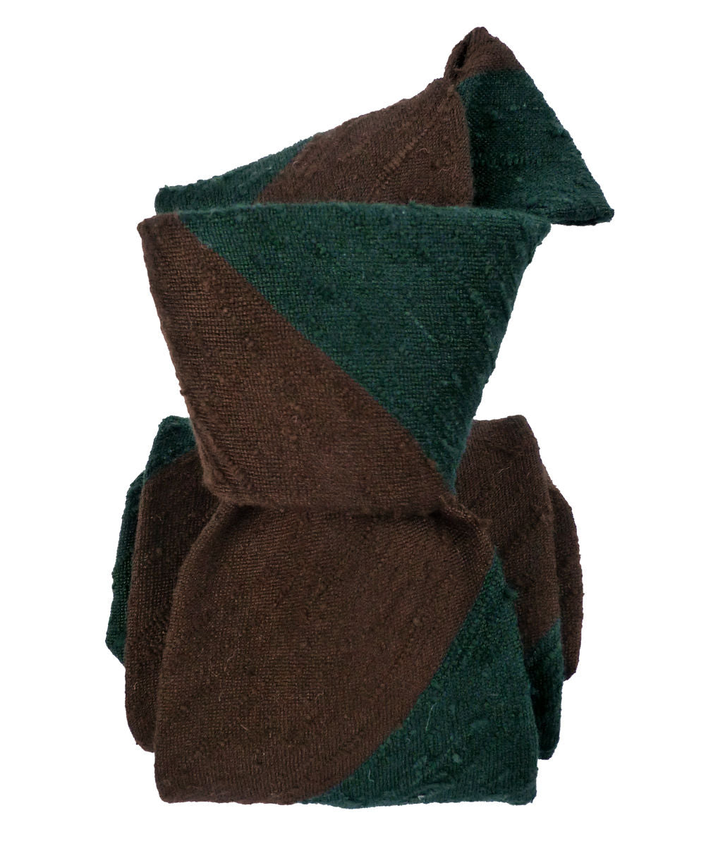 THE SHANTUNG SILK TIE - BROWN & GREEN