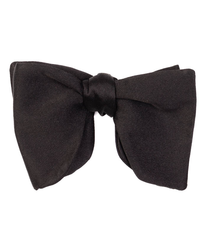 Butterfly Self-Tie Bow — 8.5cm — Black Satin Silk