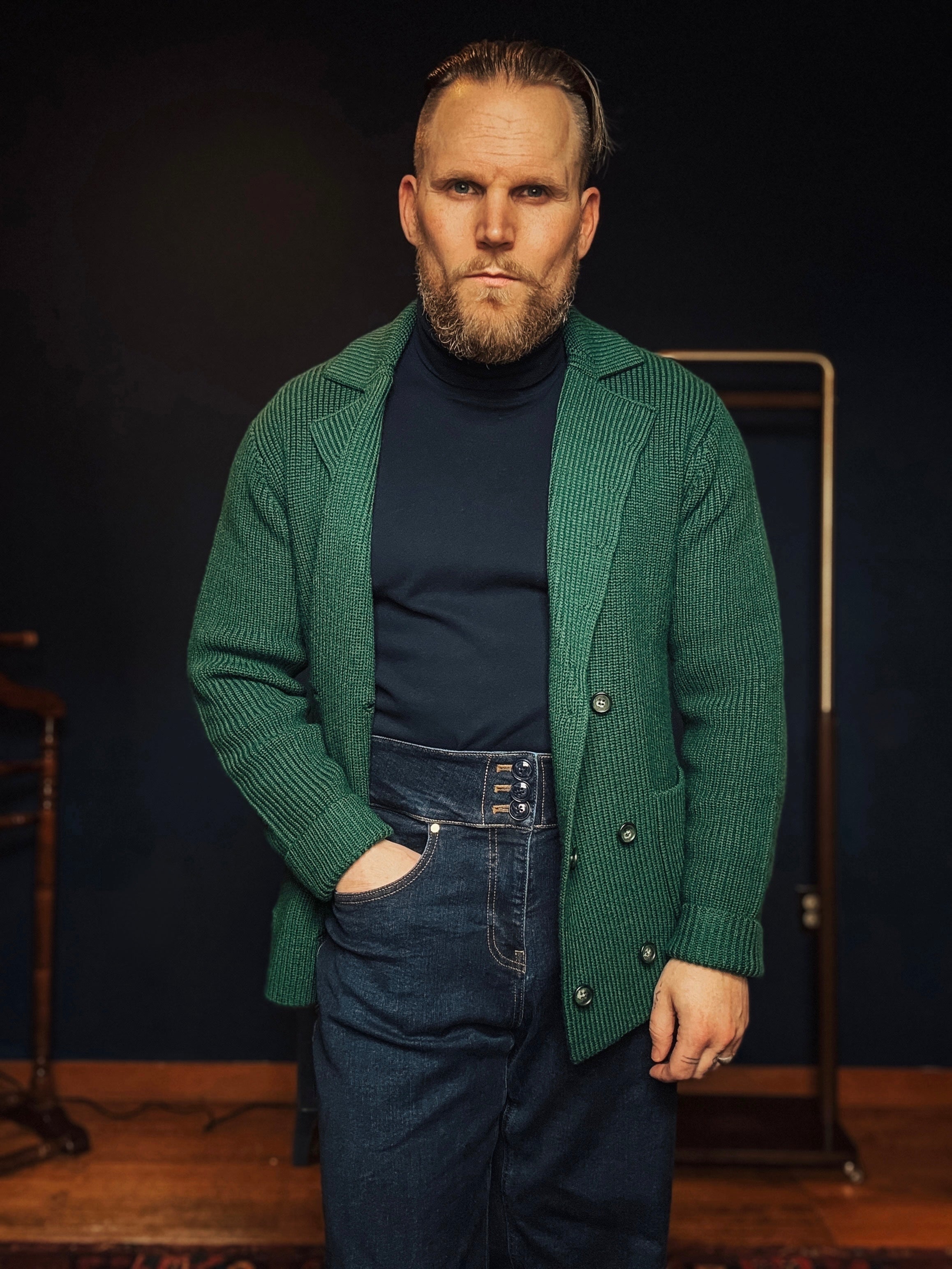 Double-Breasted Knit Jacket