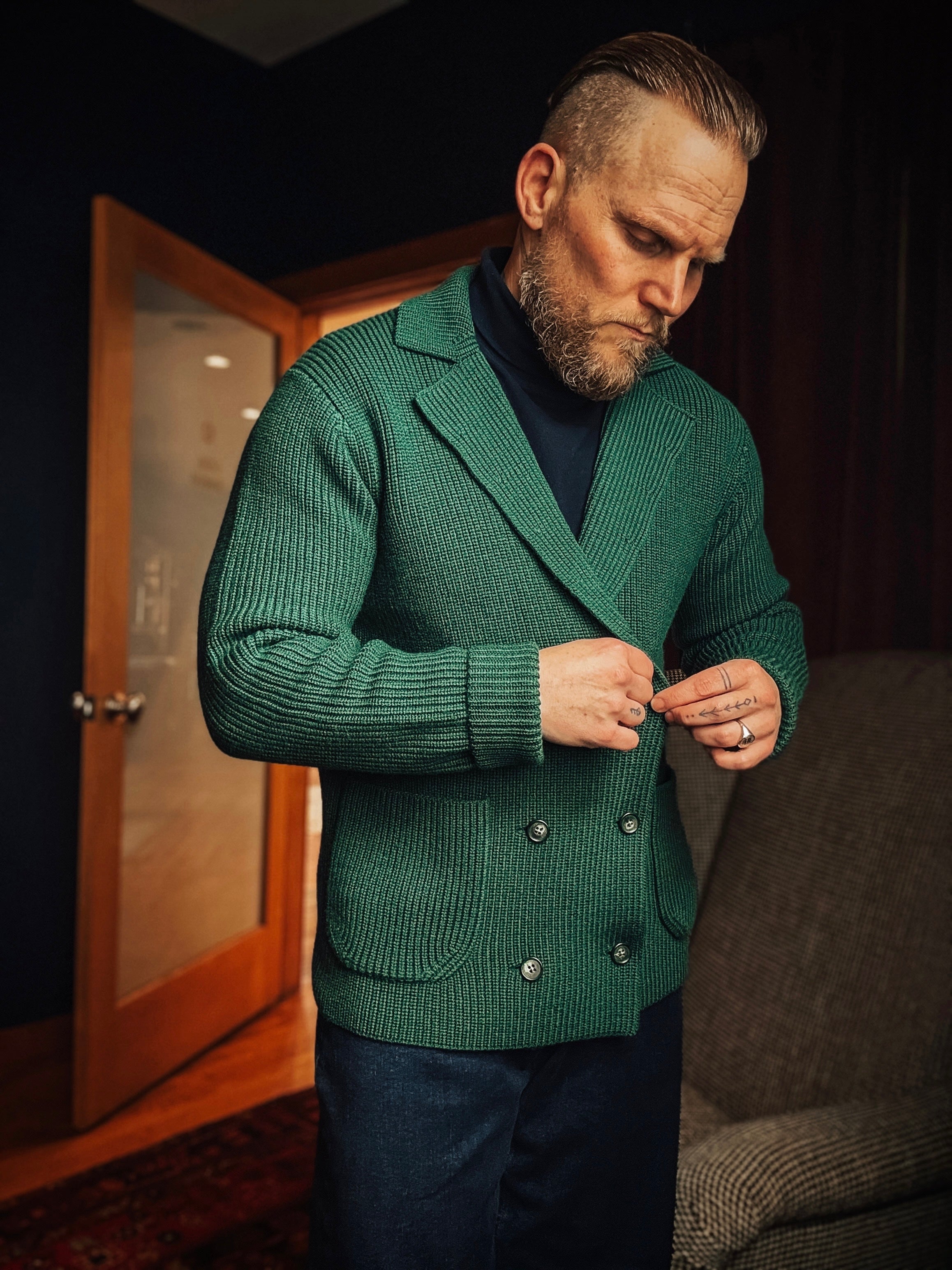 Double-Breasted Knit Jacket